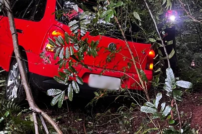 Corpo de Bombeiros de Marau / Divulgação Motorista perde o controle e sai da pista na ERS-324, em Vila Maria<!-- NICAID(16325684) -->