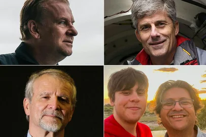 (FILES) (COMBO) This combination of pictures created on June 21, 2023 shows Titan submersible passengers (L-R, top to bottom) Hamish Harding, in an image courtesy of Dirty Dozen Productions, ahead of the 4am start of the RMS Titanic Expedition Mission 5 on June 18, 2023. A portrait courtesy of OceanGate Expeditions of their CEO and founder Stockton Rush. A May 31, 2013, file photo of Paul-Henri Nargeolet, director of a deep ocean research project dedicated to the Titanic, in Paris. Anundated image courtesy of the Dawood Hercules Corporation released on June 20, 2023, of Suleman Dawood and his father Shahzada Dawood, vice-chairman of Karachi-headquartered conglomerate Engro.. The operator of the submersible missing near the wreck of the Titanic said on June 22, 2023, it believed that the passengers aboard the vessel "have sadly been lost." "Our hearts are with these five souls and every member of their families during this tragic time. We grieve the loss of life and joy they brought to everyone they knew," OceanGate said in a statement. (Photo by Joël SAGET and Handout / various sources / AFP) / RESTRICTED TO EDITORIAL USE - MANDATORY CREDIT "AFP PHOTO / Dirty Dozen Productions / HANDOUT " - NO MARKETING - NO ADVERTISING CAMPAIGNS - DISTRIBUTED AS A SERVICE TO CLIENTSRESTRICTED TO EDITORIAL USE - MANDATORY CREDIT "AFP PHOTO / OceanGate Expeditions" - NO MARKETING NO ADVERTISING CAMPAIGNS - DISTRIBUTED AS A SERVICE TO CLIENTSRESTRICTED TO EDITORIAL USE - MANDATORY CREDIT "AFP PHOTO / DAWOOD HERCULES CORPORATION" - NO MARKETING - NO ADVERTISING CAMPAIGNS - DISTRIBUTED AS A SERVICE TO CLIENTS  - NO ARCHIVES / Editoria: DISLocal: WashingtonIndexador: JOEL SAGETSecao: transport accidentFonte: Dirty Dozen Productions/OceanGatFotógrafo: STF<!-- NICAID(15463697) -->