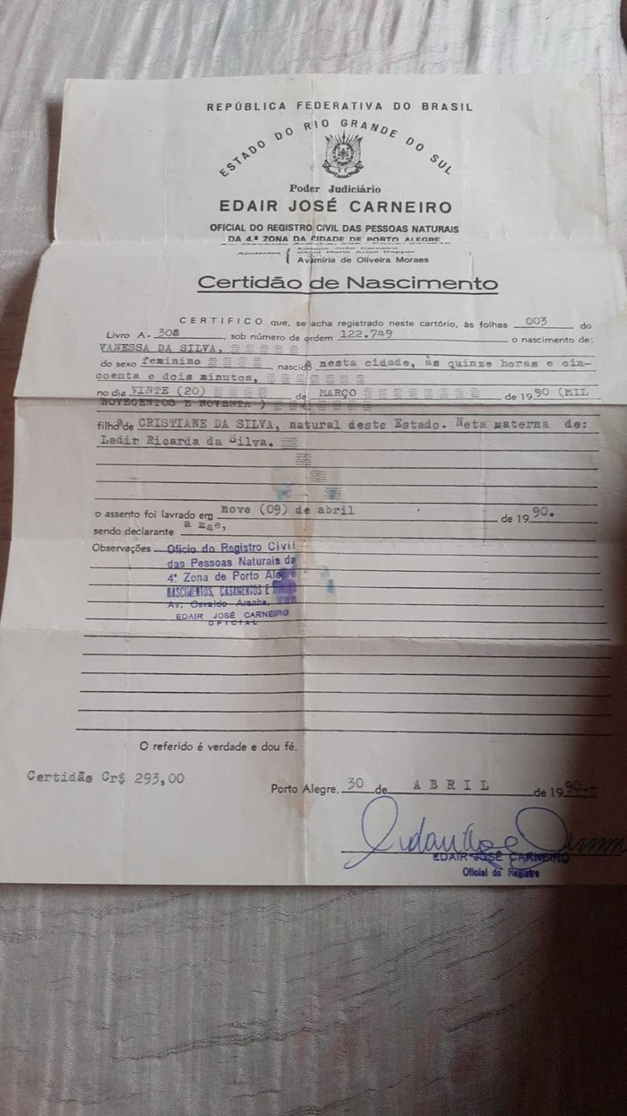 Cristiane da Silva / Arquivo Pessoal Cristiane da Silva / Arquivo Pessoal