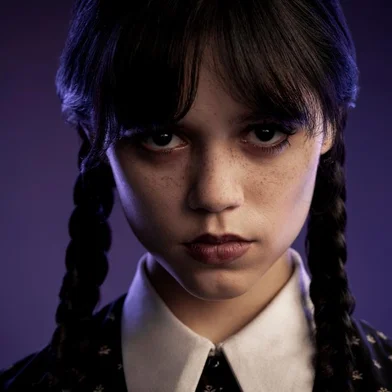 Wednesday. Jenna Ortega as Wednesday Addams in Wednesday. Cr. Matthias Clamer/Netflix © 2022<!-- NICAID(15116579) -->