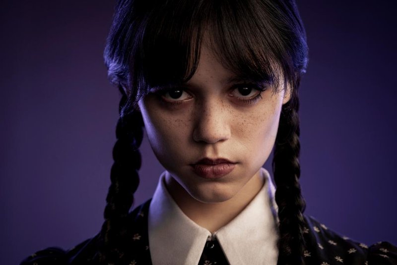 Wednesday. Jenna Ortega as Wednesday Addams in Wednesday. Cr. Matthias Clamer/Netflix © 2022<!-- NICAID(15116579) -->