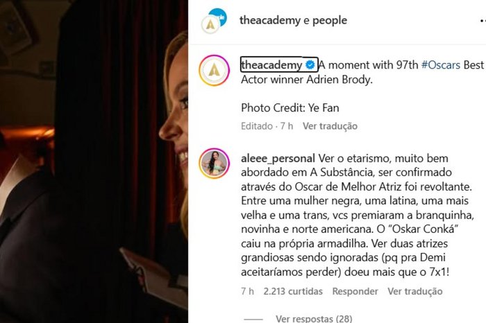 Reprodução @theacademy / Instagram
