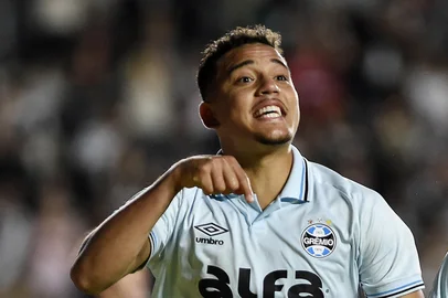 Gustavo martins, autor do gol do Grêmio no empate com o Vasco em São Januário. Foto: Alexandre Durão/Grêmio FBPA/Divulgação<!-- NICAID(16084022) -->