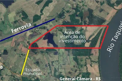 Imagem aérea referente à área do futuro parque hidroviário de General Câmara