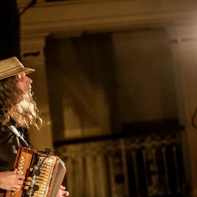 PORTO ALEGRE, RS, BRASIL - 10/09/2020Renato Borghetti grava no Theatro São Pedro uma show para a American Society onde tocaria em maio, em Nova Iorque.<!-- NICAID(14589364) -->