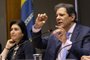 Brasília (DF) 30/03/2023 Os ministros da Fazenda, Fernando Haddad e do Planejamento, Simone Tebet, durante coletiva sobre a nova regra fiscal. Foto: José Cruz/ Agência Brasil<!-- NICAID(15399045) -->
