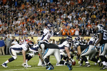 SANTA CLARA, CA - FEBRUARY 07: Peyton Manning #18 of the Denver Broncos looks on in the fourth quarter against the Carolina Panthers during Super Bowl 50 at Levi's Stadium on February 7, 2016 in Santa Clara, California.   Ezra Shaw/Getty Images/AFP<!-- NICAID(11999900) -->