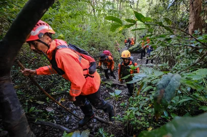 Joint search and rescue teams climb towards the suspected crash site of an Indonesia Air Transport turboprop plane that lost contact a day earlier while flying from Yogyakarta to Makassar, in the Bulusaraung Mountains, South Sulawesi, Indonesia, January 18, 2026. Indonesian authorities are searching for a plane carrying three government workers and seven crew members after contact with the aircraft was lost on January 17, officials said. The aircraft manufacturer, France-based firm ATR, said it had been informed of "an accident" involving one of its planes. (Photo by Muchtamir / AFP)<!-- NICAID(16206146) -->