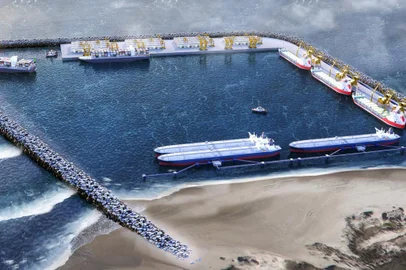 Projeto do Porto Meridional, em Arroio do Sal, no Litoral Norte, elaborado pela DTA Engenharia Portuária e Ambiental.<!-- NICAID(14859580) -->