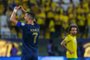 Nassr's Portuguese forward #07 Cristiano Ronaldo (L) celebrates his goal during the Saudi Pro League football match between Al-Nassr and Al-Khaleej at the al-Awwal Park Stadium in Riyadh on November 4, 2023. (Photo by Fayez NURELDINE / AFP)<!-- NICAID(15588240) -->