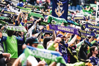 Torcida do Seattle Sounders, time de futebol dos Estados Unidos (MLS)<!-- NICAID(14811951) -->