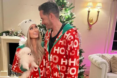 Paris Hilton e o marido Carter Reum. Socialite revelou que será a mãe pela segunda vez, de uma menina agora.<!-- NICAID(15607762) -->