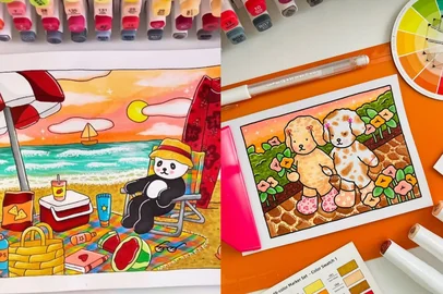 Os desenhos de livros da Bobbie Goods, que virou febre nacional, são cheios de detalhes. Cada edição e página diferente, as cenas dos personagens variam, e com elas, os objetos e elementos diferentes. Além dos materias ideais, o que transforma cada página são as texturas, que dão profundidade e realismo ao desenho, deixando tudo mais interessante. <!-- NICAID(16116232) -->