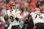 GLENDALE, ARIZONA - OCTOBER 08: Quarterback Joe Burrow #9 of the Cincinnati Bengals looks to pass during the NFL game at State Farm Stadium on October 08, 2023 in Glendale, Arizona. The Bengals defeated the Cardinals 34-20.   Christian Petersen/Getty Images/AFP (Photo by Christian Petersen / GETTY IMAGES NORTH AMERICA / Getty Images via AFP)<!-- NICAID(15586896) -->
