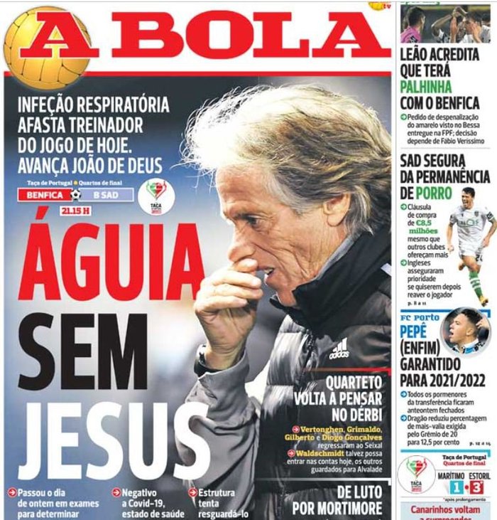 Reprodução / Jornal A Bola Reprodução / Jornal A Bola