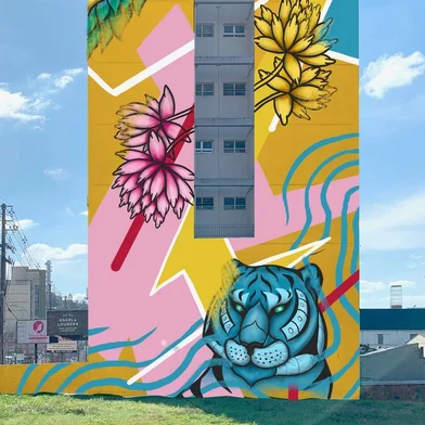 Projeto do grafite de Rafael APA Ferreira e Guilherme Nerd. A arte será feita na lateral de um prédio no bairro Lourdes, em Caxias. Esse é um dos maiores grafites de empena da cidade.<!-- NICAID(14727595) -->