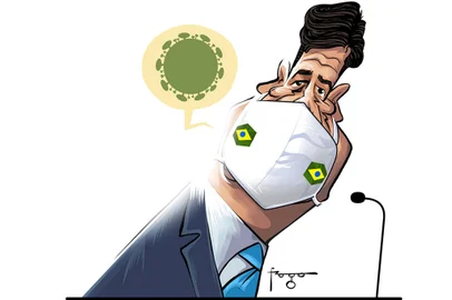 Caricatura do ex-ministro da saúde Luiz Henrique Mandetta feita por Gilmar Fraga, para ilustrar a seção Frases da Semana, publicada na superedição de Zero Hora de 08 e 09 de maio de 2021. VERSÃO ONLINE.<!-- NICAID(14777465) -->