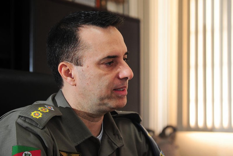 CAXIAS DO SUL, RS, BRASIL, 31/03/2023. Entrevista com o Tenente Coronel Ricardo Moreira de Vargas, novo comandante do 12° Batalhão de Polícia Militar de Caxias do Sul. (Bruno Todeschini/Agência RBS)Indexador: BTK<!-- NICAID(15390856) -->