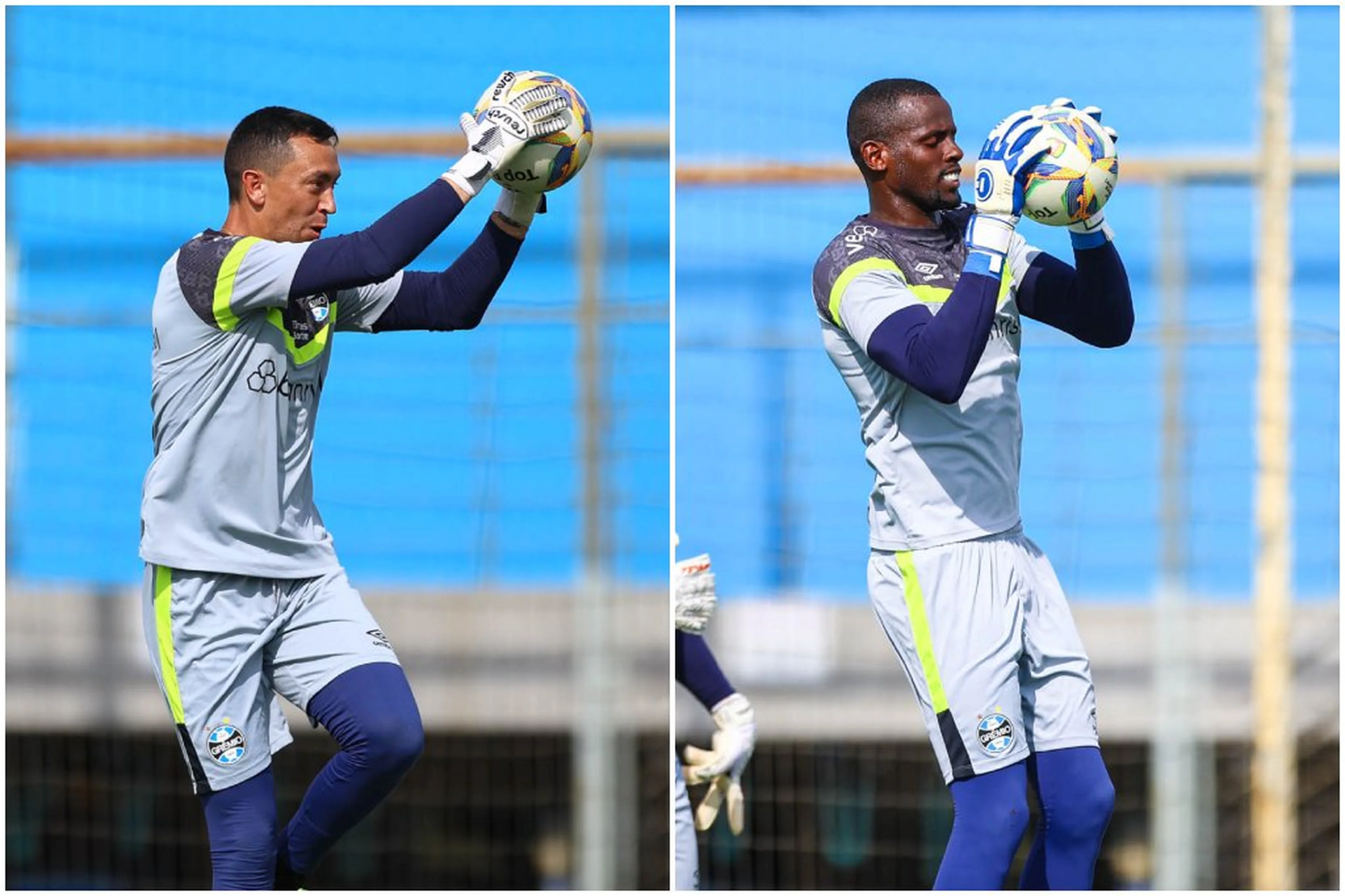 Montagem sobre fotos de Lucas Uebel/Grêmio/Divulgação