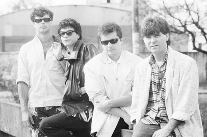 Conjunto de rock RPM em 04/10/1985Paulo Ricardo, Luiz Schiavon, Fernando Deluqui  e Paulo Antônio "P.A." Pagni.Pasta:38613Envelope:37187<!-- NICAID(9278851) -->