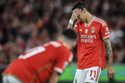 Benfica's Argentine forward #11 Angel Di Maria reacts during the Portuguese League football match between SL Benfica and SC Farense at the Luz stadium in Lisbon on December 8, 2023. (Photo by PATRICIA DE MELO MOREIRA / AFP)Editoria: SPOLocal: LisbonIndexador: PATRICIA DE MELO MOREIRASecao: soccerFonte: AFPFotógrafo: STF<!-- NICAID(15625527) -->