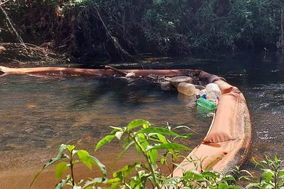 Contenções de lixo no Rio Passo Fundo<!-- NICAID(15351832) -->