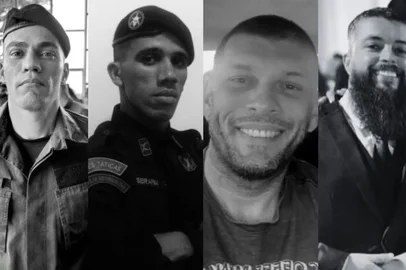 Da esquerda para a direita: sargentos Heber Fonseca e Cleiton Gonçalves, e policiais civis Marcus Vinícius e Rodrigo Cabral