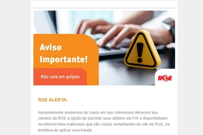 RGE alerta clientes sobre golpes que usam site falso da concessionária<!-- NICAID(15663809) -->