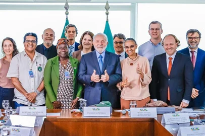 Reunião de Lula com representantes de movimentos ambientalistas, Ibama e ministra Marina Silva, no Planalto - Foto: Ricardo Stuckert/PR/Divulgação<!-- NICAID(15620997) -->