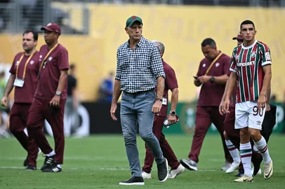 Fluminense's Brazilian head coach Renato Gaucho reacts after losing the FIFA Club World Cup 2025 semifinal football match between Brazil's Fluminense and England's Chelsea at the MetLife stadium in East Rutherford, New Jersey on July 8, 2025. (Photo by Paul ELLIS / AFP)<!-- NICAID(16076082) -->