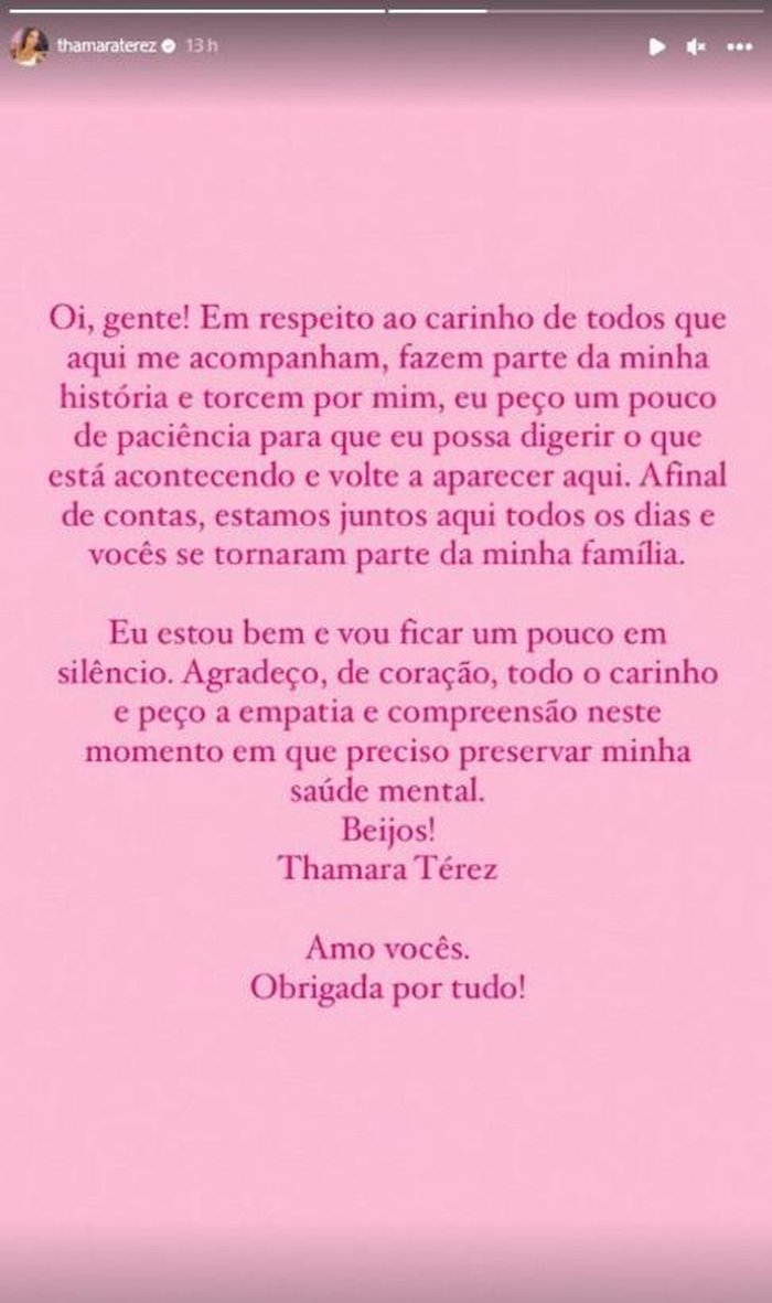 @thamaraterez Instagram / Reprodução @thamaraterez Instagram / Reprodução