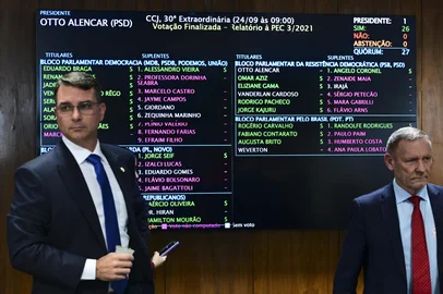 Comissão de Constituição, Justiça e Cidadania (CCJ) realiza reunião para analisar a PEC 3/2021, que exige autorização prévia da Câmara dos Deputados ou do Senado para abertura de ação penal contra parlamentares. (Foto: Geraldo Magela/Agência Senado)<!-- NICAID(16131702) -->