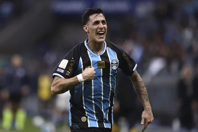 PORTO ALEGRE, RS, BRASIL, 08-08-2026: Grêmio x São Paulo, partida válida pela 22ª rodada do Campeonato Brasileiro 2026. O jogo ocorre na Arena, em Porto Alegre. Foto: Bruno Todeschini/Grupo RBSIndexador: Bruno Todeschini<!-- NICAID(16342991) -->