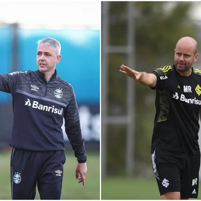 Montagem de fotos dos técnicos de Grêmio e Inter Tiago Nunes e Miguel Ángel Ramírez, rescpectivamente