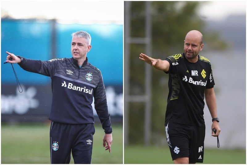 Montagem de fotos dos técnicos de Grêmio e Inter Tiago Nunes e Miguel Ángel Ramírez, rescpectivamente