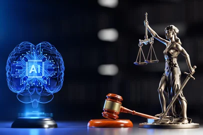AI Regulation and Justice. Legal and Technology concept. Hologram of the Brain and Statue of Goddess Themis: Symbols of Law, Equality, Legislation and artificial intelligenceAI Regulation and Justice. Legal and Technology concept. Hologram of the Brain and Statue of Goddess Themis: Symbols of Law, Equality, Legislation and artificial intelligence.  Foto: Sikov/ stock.adobe.comFonte: 790913830<!-- NICAID(16084559) -->