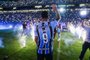 Luis Suárez Suarez na apresentação na Arena do Grêmio<!-- NICAID(15312864) -->
