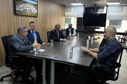 Agenda de comitiva caxiense na Secretaria Nacional de Avaiação Civil, em Brasília. Participaram prefeito Adiló Didomenico, secretário de Trânsito, Transportes e Mobilidade, Alfonso Willenbring Jr., presidente da CIC Caxias, Celestino Loro. Na pauta o Aeroporto Regional de Vila Oliva, na Serra Gaúcha<!-- NICAID(15743363) -->