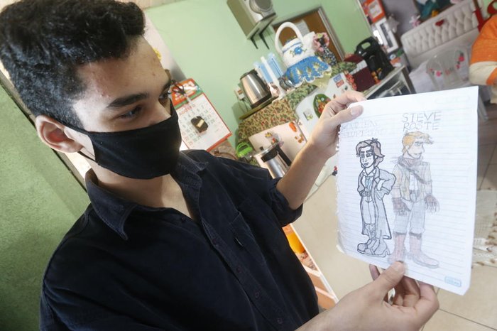 Páginas dos contos são ilustradas pelo próprio autor