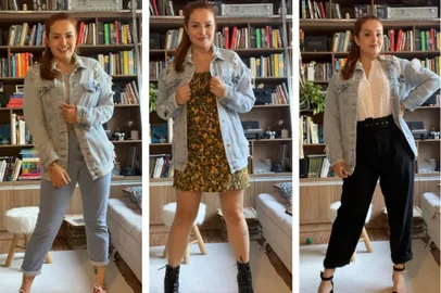 Juju Massena mostra três jeitos diferentes de usar jaqueta jeans, para coluna em Donna<!-- NICAID(14787318) -->