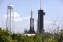 This SpaceX photo released by NASA on June 24, 2019 shows SpaceX Falcon Heavy rocket ready for launch on the pad at Launch Complex 39A at NASAs Kennedy Space Center in Florida on June 24, 2019. - SpaceX and the US Department of Defense will launch two dozen satellites to space, including four NASA payloads that are part of the Space Test Program-2, managed by the U.S. Air Force Space and Missile Systems Center. The launch window opens at 11:30 p.m. EDT on June 24. The four NASA payloads include two technology demonstrations to improve how spacecraft propel and navigate, as well as two NASA science missions to help us better understand the nature of space and how it impacts technology on spacecraft and the ground. (Photo by NASA/Kim Shiflett / NASA / AFP) / RESTRICTED TO EDITORIAL USE - MANDATORY CREDIT "AFP PHOTO / KIM SHIFLETT / NASA" - NO MARKETING NO ADVERTISING CAMPAIGNS - DISTRIBUTED AS A SERVICE TO CLIENTS ---Editoria: SCILocal: Kennedy Space CenterIndexador: NASA/KIM SHIFLETTSecao: space programmeFonte: NASAFotógrafo: Handout<!-- NICAID(15024656) -->