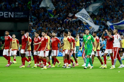 PORTO ALEGRE, RS, BRASIL, 01-03-2026: GreNal 450. Grêmio e Internacional se enfrentam na Arena pela jogo do ida da final do Gauchão de Futebol 2026. Fotos: Jefferson Botega/Agencia RBS<!-- NICAID(16236065) -->