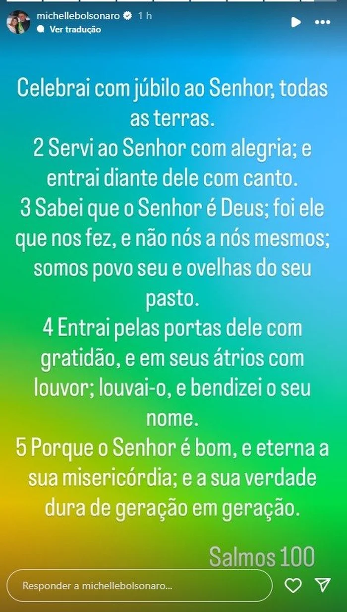 Instagram: @michellebolsonaro / Reprodução Instagram: @michellebolsonaro / Reprodução