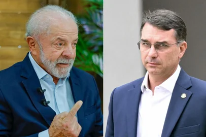 Ricardo Stuckert / Presidência da República / Evaristo Sa / AFP Lula e Flávio Bolsonaro<!-- NICAID(16288180) -->