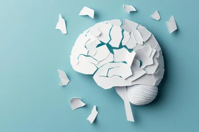 Top view of white paper cut out brain with piece ripped off on light blue background, concept for mental health or rotting mindTop view of white paper cut out brain with piece ripped off on light blue background, concept for mental health or rotting mind --ar 16:9 --v 6 Job ID: 3b217136-008f-411c-b090-b4ed0256968bFonte: 984078648<!-- NICAID(15926945) -->