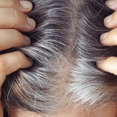 Mulher com cabelo grisalho<!-- NICAID(15409352) -->