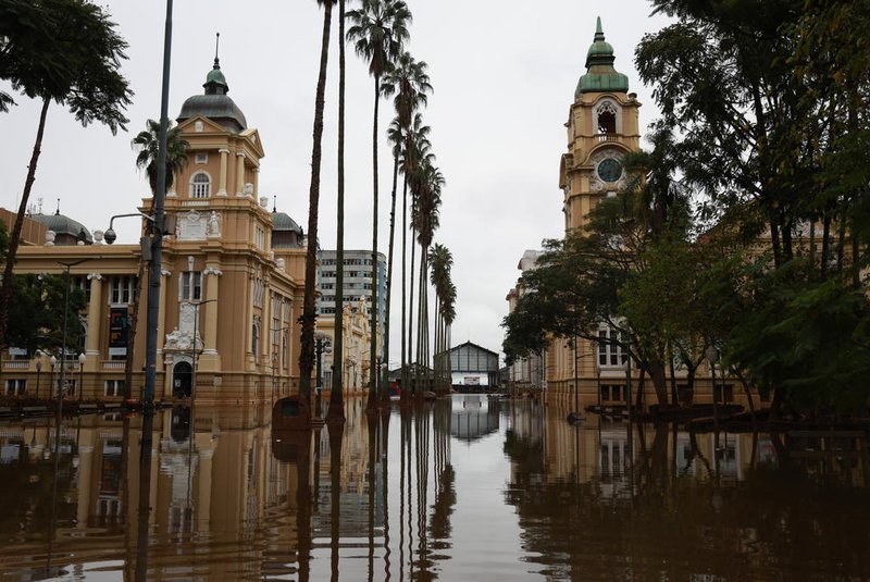 Porto Alegre, RS, Brasil - Como está o centro da capital do Rio Grande do Sul após grande enchente que atingiu a cidade. <!-- NICAID(15768238) -->
