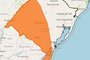 Instituto Nacional de Meteorologia (Inmet) alerta para o risco de temporais nas áreas destacadas em laranja