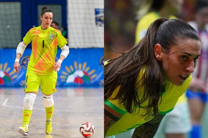 Montagem sobre fotos de Seleção Italiana de Futsal e Conmebol / Divulgação Montagem sobre fotos de Seleção Italiana de Futsal e Conmebol / Divulgação