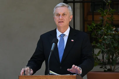 Chile's president-elect Jose Antonio Kast speaks after meeting with outgoing president Gabriel Boric at La Moneda presidential palace in Santiago on March 8, 2026. (Photo by RODRIGO ARANGUA / AFP)<!-- NICAID(16241794) -->